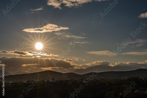 Spectacular sunset over the Mainarde mountains in Molise in early spring 2026