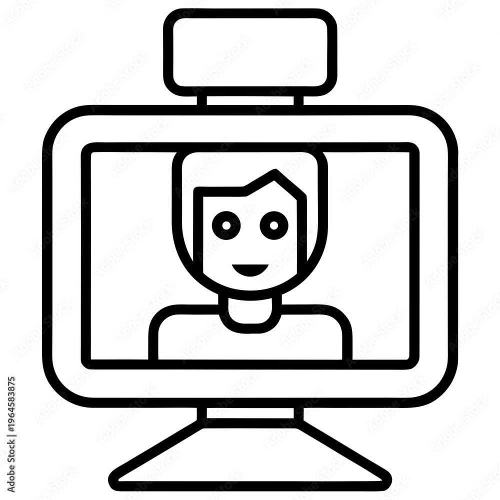 Naklejka premium Person on video call with cheerful expression in a digital environment