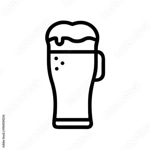 Beer glass icon with foam, vector illustration of a pint of beer