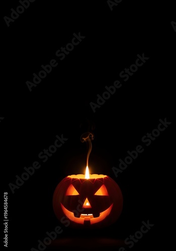 Glowing Jack O'Lantern on Dark Background for Halloween
