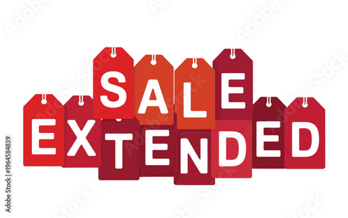 Colorful sale tags spell out sale extended in a promotional display