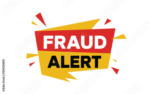 Fraud alert banner with red and yellow colors warning of potential scams