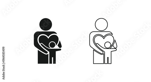 Love family heart parents holding children Vector
