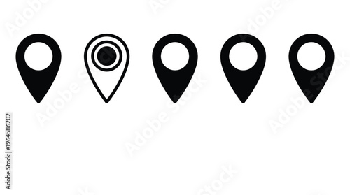 Location pin icon. Map pin place marker. Location icon. Map marker pointer icon set. GPS location symbol collection. Flat style - stock vector.