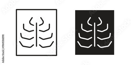 X-ray scan icons line and solid version, outline and filled vector design set