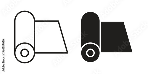 Yoga mat icons line and solid version, outline and filled vector design set