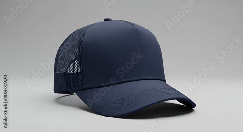 Classic navy blue trucker hat perfect as a clean template for custom branding logo placement or apparel design mockups hat mockup mockup cap hat template fashion clothing baseball front sport isolated