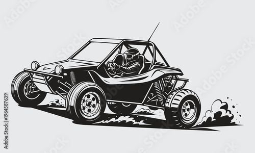 Off-Road Sand Dune Buggy ATV Minimalist Vector Silhouette