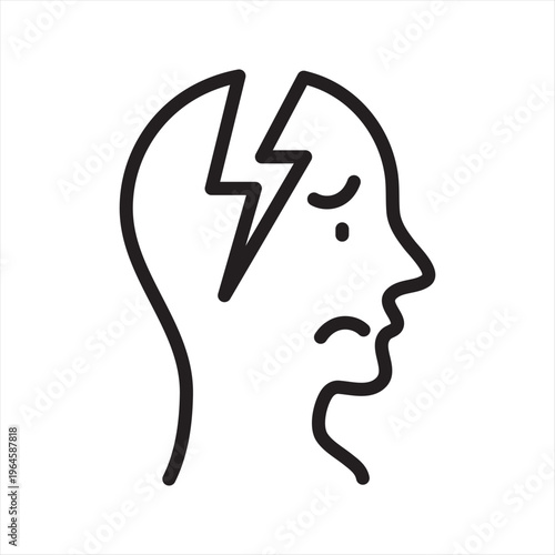 General Anxiety Disorder Line Icon – Chronic Worry Mental Health Symbol