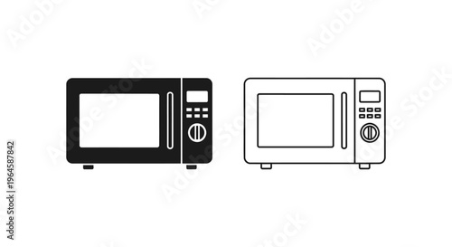 Microwave oven line drawings Vector