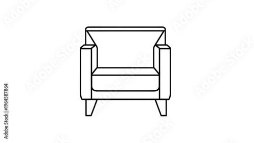Vector CAD design style illustration of a modern armchair