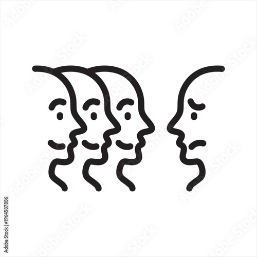 Social Anxiety Line Icon – Fear of Judgment Mental Health Symbol