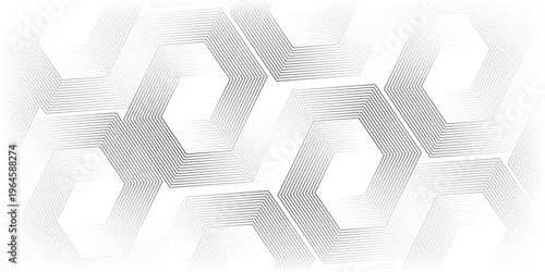 Abstract hexagon lines on gray background. Geometric stripe line art design modern