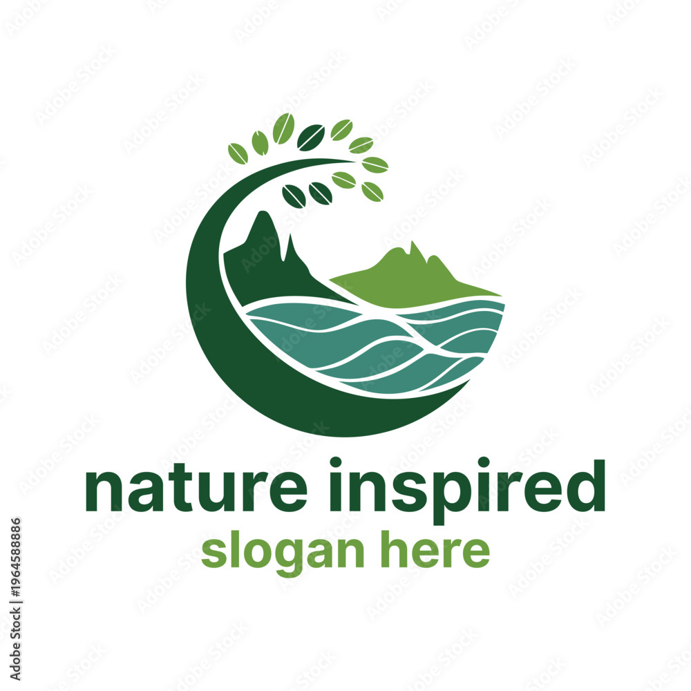 Fototapeta premium nature inspired logo design silhouette vector line art logo design 