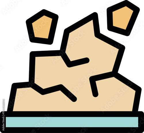 Soil erosion causing land degradation and desertification, environmental damage icon