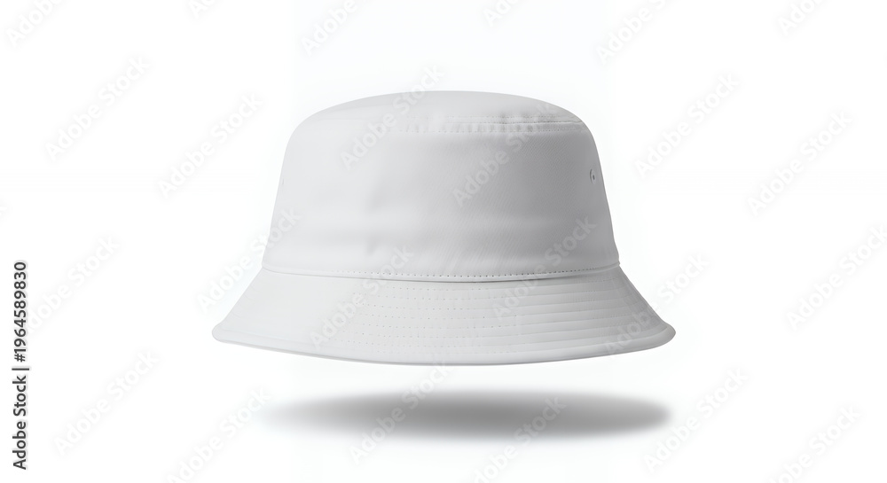 Fototapeta premium A floating white bucket hat on a solid white background hat mockup mockup cap hat template fashion clothing baseball front sport isolated blank