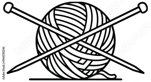 Yarn Ball & Knitting Needles Coloring Page