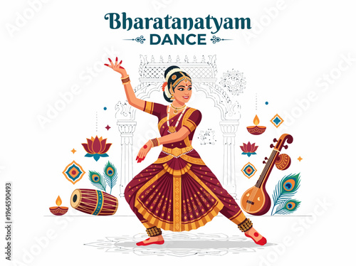 Bharatanatyam Dancer Performing Classical Indian Dance