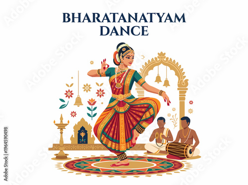 Bharatanatyam Dance Performer with Musicians