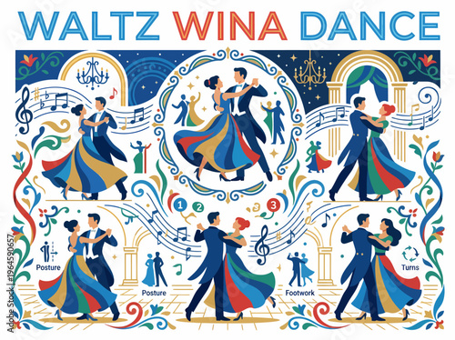 Elegant Couples Dancing Waltz