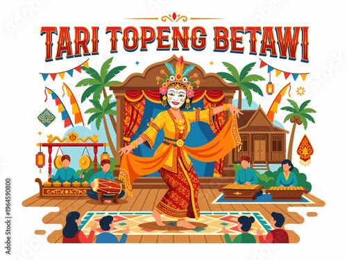 Indonesian Betawi Mask Dance Performance