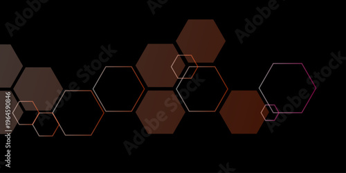 Abstract background golden hexagon stock line background. abstract artistic of geometric background Gold gradient abstract seamless vector pattern. Molecular structure abstract tech background.