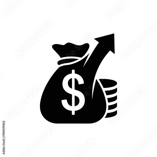 Black money bag with dollar sign.