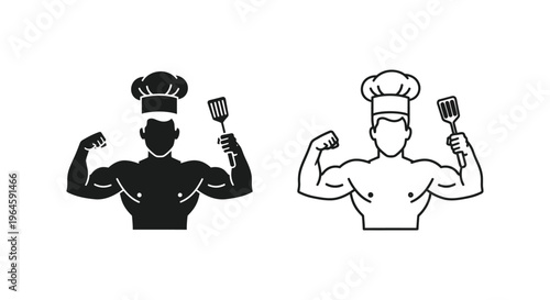 Chef muscles cooking illustration Vector