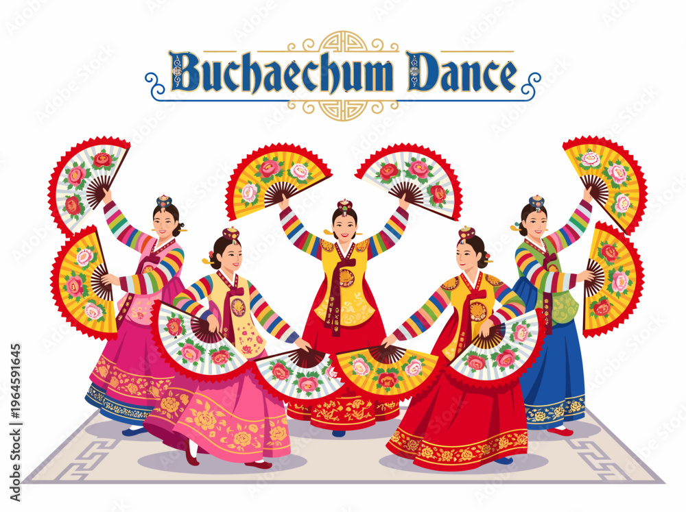 Obraz premium Korean Buchaechum Fan Dance Performance