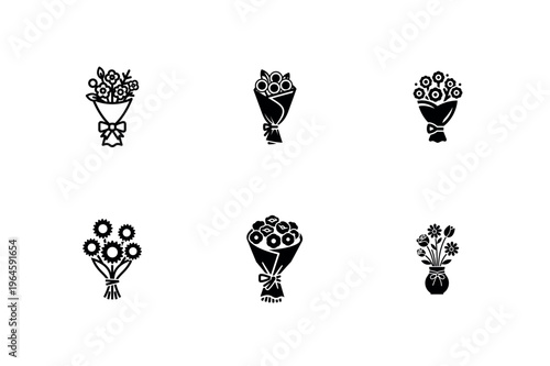 Wedding Arch and Floral Gazebo Silhouette Vector Icon Set