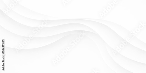 Elegant Abstract White Background with Smooth Flowing Wave Layers and Soft Shadow Depth, Minimal Paper Cut Style Texture with Clean Curves for Modern Design Templates and Presentations.
