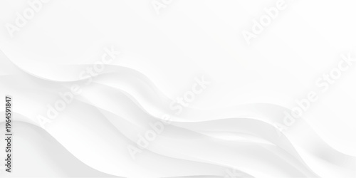 Elegant Abstract White Background with Smooth Flowing Wave Layers and Soft Shadow Depth, Minimal Paper Cut Style Texture with Clean Curves for Modern Design Templates and Presentations.