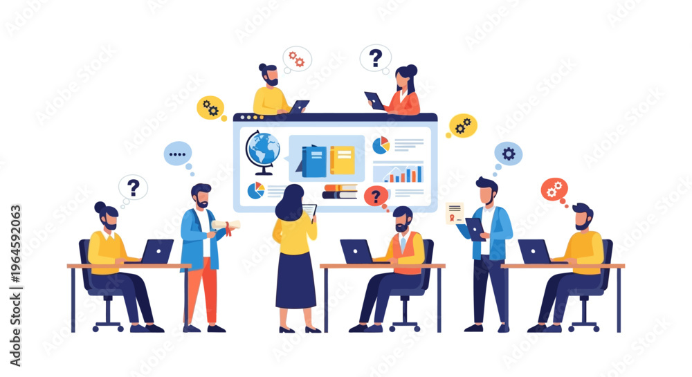 Fototapeta premium Digital Learning & Training. Team Collaboration, Skill Development, and Online Education Platform Interface.