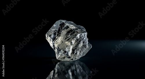 A single crystalline asteroid reflecting starlight complex geometry isolated in dark void