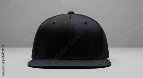 Black snapback cap mockup on a grey background front view hat mockup mockup cap hat template fashion clothing baseball front sport isolated blank