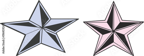 Two faceted stars in purple and pink