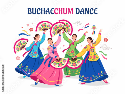 Traditional Korean Buchaechum Fan Dance Performance