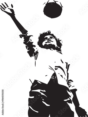 Volleyball player silhouette, athletic sports icon, black vector illustration, action pose