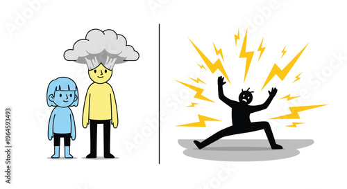 Modern flat vector infographic illustration about overcoming anxiety and finding mental peace