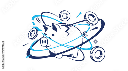 Pig character riding skateboard with motion lines.