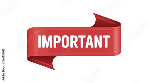 A vibrant red ribbon banner displaying the word important in white lettering