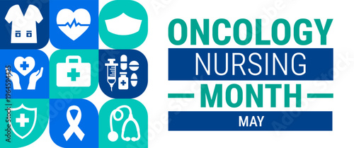 Oncology Nursing Month Geometric shape pattern background, banner, card or poster design template is observed every year during May, to raise awareness about the mission. Vector illustration.