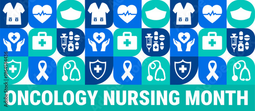 Oncology Nursing Month Geometric shape pattern background, banner, card or poster design template is observed every year during May, to raise awareness about the mission. Vector illustration.
