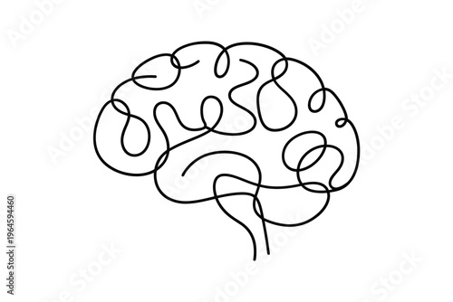 Abstract line art illustration depicting a human brain s form
