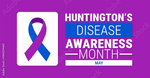 Huntington’s Disease Awareness Month background, banner, card or poster design template is observed every year during May, to raise awareness about the mission. Vector illustration.