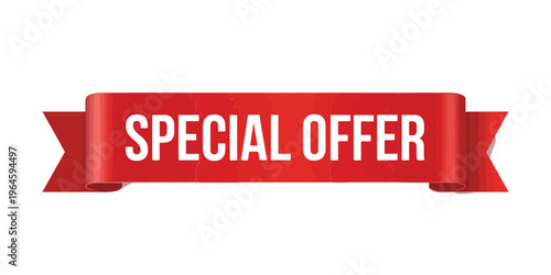 A vibrant red ribbon banner displays the text special offer prominently
