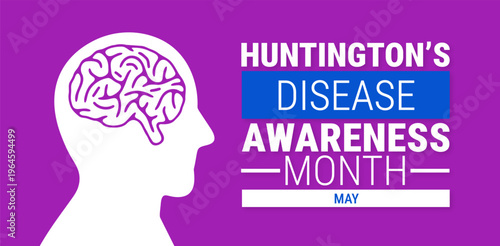 Huntington’s Disease Awareness Month background, banner, card or poster design template is observed every year during May, to raise awareness about the mission. Vector illustration.