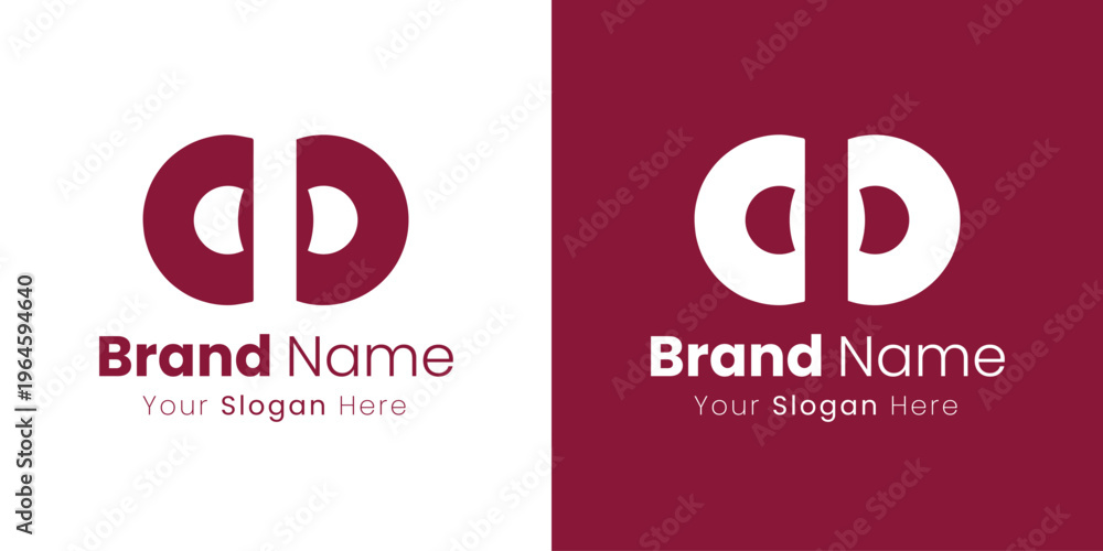 Obraz premium A bold abstract maroon logo design resembling mirrored 'CD' letters. brand identity logo design