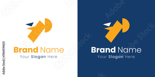 A dynamic abstract orange geometric logo resembling an upward arrow. brand identity logo design