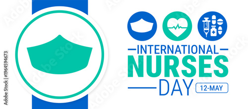 International Nurses Day background, banner, card or poster design template is observed every year during May, to raise awareness about the mission. Vector illustration.